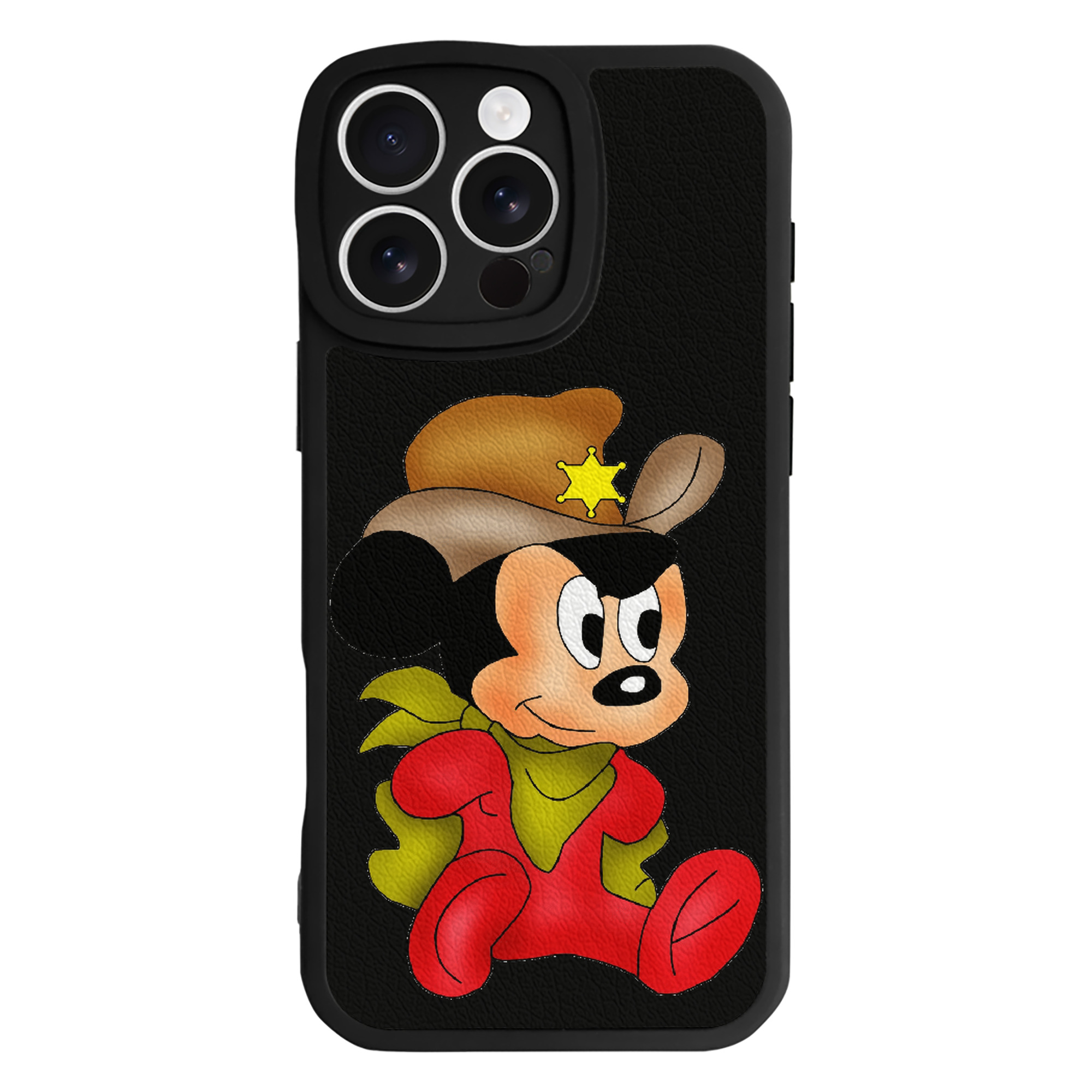 （画像用） ミッキーマウス Mickey Mouse 【iPhone 16シリーズ対応】シリコンスマホケース（レザー調） 材質：シリコン